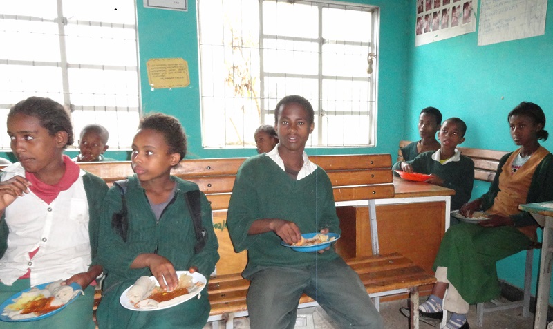 Ethiopian School Kids with Lunch